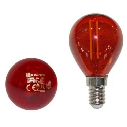 Διακοσμητική λάμπα led G45 Ε14 ισχύος 2W 230V κόκκινη δέσμης 330° ceramic filament σφαιρική