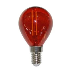 Διακοσμητική λάμπα led G45 Ε14 ισχύος 2W 230V κόκκινη δέσμης 330° ceramic filament σφαιρική