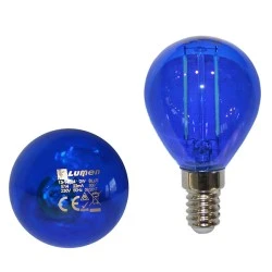 Διακοσμητική λάμπα led G45 Ε14 ισχύος 2W 230V μπλε δέσμης 330° ceramic filament σφαιρική