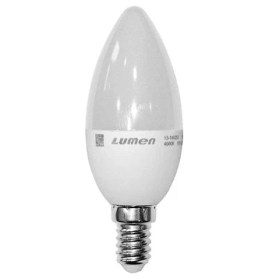 Λάμπα led κερί Ε14 C37 ισχύος 5W 230V 4000k ενδιάμεσο λευκό φως 410 lumen λευκό σώμα ματ γυαλί