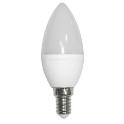 Λάμπα led κερί C37 Ε14 ισχύος 6W 230V 3000k θερμό λευκό φως λευκό σώμα ματ γυαλί 520 lumen