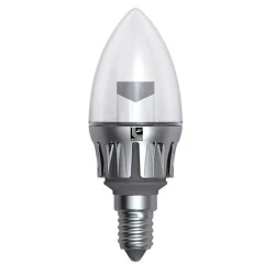 Λάμπα led C37 κερί Ε14 5W 230V 3000k θερμό λευκό φως 360 lumen ασημί σώμα διάφανο γυαλί