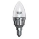 Λάμπα led C37 κερί Ε14 5W 230V 3000k θερμό λευκό φως 360 lumen ασημί σώμα διάφανο γυαλί