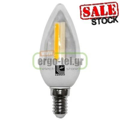 Λάμπα LED κεράκι E14 3W 230V 3000k θερμό λευκό φως 250lm με διάφανο γυαλί
