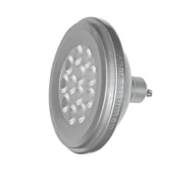 Λάμπα led AR111 GU10 12W 230VAC δέσμης 24° 3000k θερμό λευκό φως 1200 lumen αλουμινίου ασημί