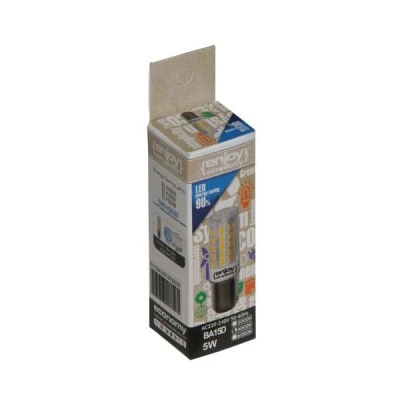 Λάμπα led BA15D καλαμπόκι 5W 230V 6000k ψυχρό λευκό φως 370 lumen δέσμης 270° 25000h