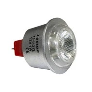Λάμπα led ισχύος MR11 1W 12V AC/DC κόκκινο  φως δέσμης 30° αλουμινίου ασημί