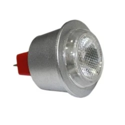 Λάμπα led ισχύος MR11 1W 12v ac/dc πορτοκαλί φως δέσμης 30° αλουμινίου ασημί