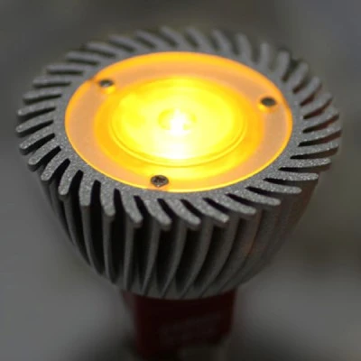 Λάμπα led ισχύος MR16 3W 12V AC/DC πορτοκαλί φως ντιμαριζόμενη δέσμης 10° αλουμινίου ασημί