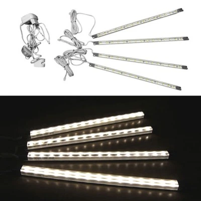 Μπάρα αλουμινίου σετ 4τμχ 1.2w/μπάρα 230V θερμό φως στεγανή IP44 πλήρης με τροφοδοτικά και 15led/μπά