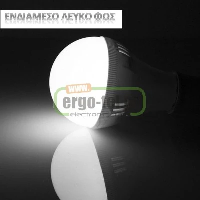 Λάμπα led A60 αχλάδι E27 10W 42AC 4000k ενδιάμεσο λευκό φως δέσμης 230° 875 lumen 30000h