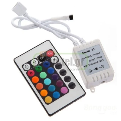 Ασύρματο IR RGB controller με 24 επιλογές 12VDC(IN) 72W 2Α(channel)