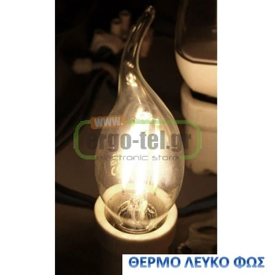 Διακοσμητική λάμπα led Ε14 4W 230V 2800k θερμό λευκό φως κερί με μύτη C35 διάφανη 420 lumen Διακοσμητική λάμπα led Ε14 4W 230V 2800k θερμό λευκό φως κερί με μύτη C35 διάφανη 420 lumen