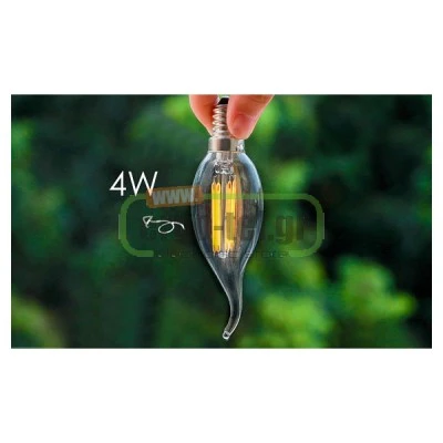Διακοσμητική λάμπα led Ε14 4W 230V 2800k θερμό λευκό φως κερί με μύτη C35 διάφανη 420 lumen Διακοσμητική λάμπα led Ε14 4W 230V 2800k θερμό λευκό φως κερί με μύτη C35 διάφανη 420 lumen