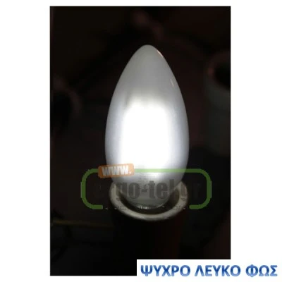 Διακοσμητική λάμπα led Ε14 ισχύος 4W 230V 5800k ψυχρό λευκό φως 440 lumen κερί C35 ματ
