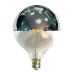 Λάμπα led filament ντιμαριζόμενη Ε27 ανεστραμμένου καθρέπτου ασημί 6W 230V 2700k θερμό λευκό φως