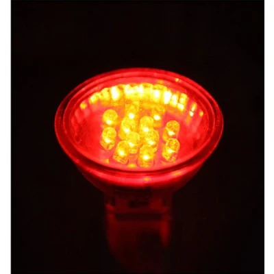 Λάμπα led MR11 0,8W 12V DC δέσμης 30° ντιμαριζόμενη κόκκινο φως με κάλυμμα και 15led