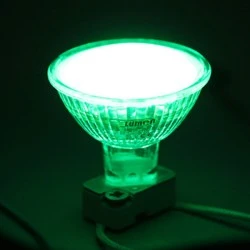 Λάμπα led MR16 GU5.3 230V 1,8W ντιμαριζόμενη  δέσμης 30° πράσινο φως με κάλυμμα
