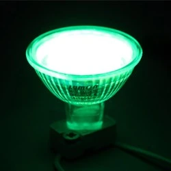 Λάμπα led MR16 GU5.3 230V 2W ντιμαριζόμενη δέσμης 30° πράσινο φως με κάλυμμα