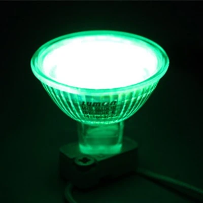 Λάμπα led MR16 GU5.3 230V 2W ντιμαριζόμενη δέσμης 30° πράσινο φως με κάλυμμα
