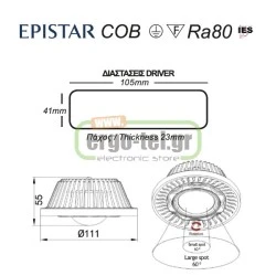 Led module - πλακέτα 15W 4000k ενδιάμεσο φως ρυθμιζόμενης γωνίας για λάμπες AR111