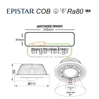 Led module - πλακέτα 15W 6400k ψυχρό φως ρυθμιζόμενης γωνίας για λάμπες AR111