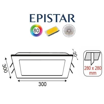 Led panel νίκελ ματ τετράγωνο χωνευτό 26W 3000k θερμό φως δέσμης 120° 230V 1830lm 30000h Led panel νίκελ ματ τετράγωνο χωνευτό 26W 3000k θερμό φως δέσμης 120° 230V 1830lm 30000h