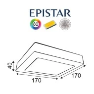 Led panel νίκελ ματ τετράγωνο επίτοιχο 14W 3000k θερμό φως δέσμης 120° 230V 950lm 30000h