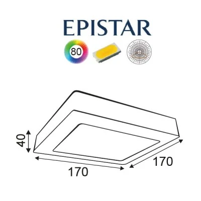 Led panel νίκελ ματ τετράγωνο επίτοιχο 14W 3000k θερμό φως δέσμης 120° 230V 950lm 30000h