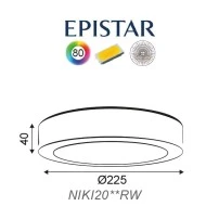 Led panel ντιμαριζόμενο λευκό στρογγυλό επίτοιχο 20W 4000k ενδιάμεσο φως 230V 1460lm 30000h