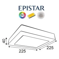 Led panel νίκελ ματ τετράγωνο επίτοιχο 26W 3000k θερμό φως δέσμης 120° 230V 1830lm 30000h