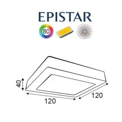 Led panel νίκελ ματ τετράγωνο επίτοιχο 8W 6000k ψυχρό φως δέσμης 120° 230V 520lm 30000h