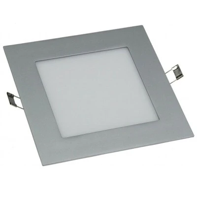 Led panel slim πλαστικό χωνευτό 14W ασημί τετράγωνο 6000k ψυχρό φως 230V 990lm