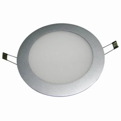 Led panel slim πλαστικό χωνευτό 14W ασημί στρογγυλό 6000k ψυχρό φως 230V 990lm
