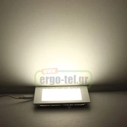 Led panel χωνευτό λευκό χρώμα τετράγωνο 24W 230V 4000k ενδιάμεσο λευκό φως 1800lm με τροφοδοτικό