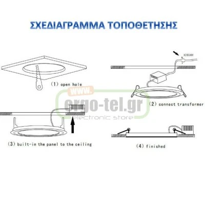 Led panel slim πλαστικό χωνευτό 26W ασημί στρογγυλό 6000k ψυχρό φως 230V 1900lm