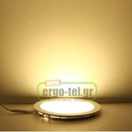 Led panel slim πλαστικό χωνευτό 14W ασημί στρογγυλό 3000k θερμό φως 230V 950lm