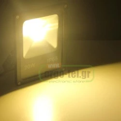 Προβολέας led slim 20W 230V 3000k θερμό λευκό φως 1800lm με smd στεγανός IP65
