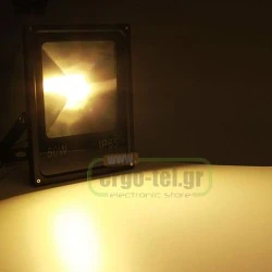Προβολέας led slim 50W 230V 3000k θερμό λευκό φως 4500lm με smd στεγανός IP65