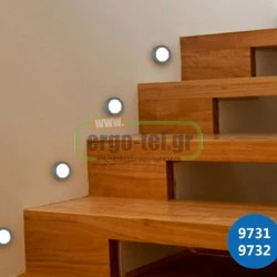 Led φωτιστικό επίτοιχο στρογγυλό mini Ø71mm σατινέ 0.3W 230V μπλε φως στεγανό IP54