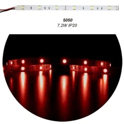 Led ταινία 5m 12VDC 7.2W/m κόκκινο φως IP20 μη στεγανή αυτοκόλλητη 30LED5050/m
