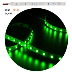 Led ταινία 5m 14.4W/m 12VDC πράσινο φως IP20 μη στεγανή αυτοκόλλητη 60LED5050/m