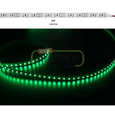LED ΤΑΙΝΙΑ 5m ΠΡΑΣΙΝΗ 24VDC 7,2W/m 90LED3528/m ΜΗ ΣΤΕΓΑΝΗ IP20 ΕΥΚΑΜΠΤΗ ΑΥΤΟΚΟΛΛΗΤΗ