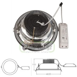 Led φωτιστικό χωνευτό στρογγυλό νίκελ ματ 30W 2700k θερμό φως 230V 2840Lm 30000h