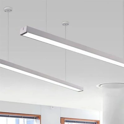 Led κρεμαστό ορθογώνιο γραμμικό φωτιστικό αλουμινίου ασημί 36W 3000K θερμό φως 2800Lm