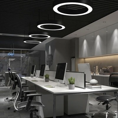 Led γραμμικό φωτιστικό σε μαύρο χρώμα και κυκλικό design 48W 6000K ψυχρό φως 3900Lm