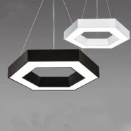 Led γραμμικό φωτιστικό εξάγωνο αλουμινίου σε μαύρο χρώμα 48W 3000K θερμό φως 3800Lm