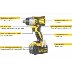 Παλμικό μπουλονόκλειδο 20V Brushless μπαταρίας με ροπή 300Nm UYUS TOOLS