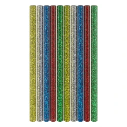 Ράβδοι θερμοκόλλησης σιλικόνης 11mm με glitter 10 τεμαχίων σε 5 χρώματα