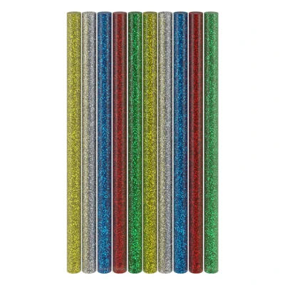 Ράβδοι θερμοκόλλησης σιλικόνης 11mm με glitter 10 τεμαχίων σε 5 χρώματα